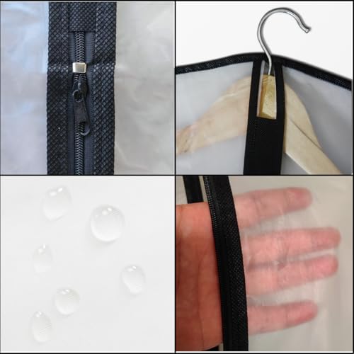 Extra Long Dress Garment Bags 60in Clear Hanging Lightweight Breathable Dust Proof Cover with Study Full Zipper for Storage Clothes and Travel Pack of 6 - size: 6pcs 24'' x 60''
