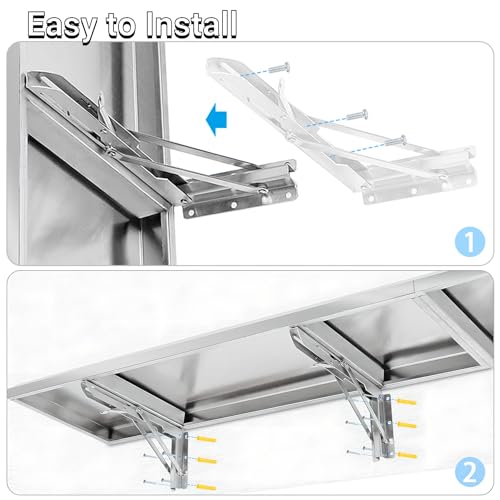 Concession Shelf Drop Down 18" x 48", Spliced Style Folding Concession Stand Shelf Commercial Grade Stainless Steel, Foldable Concession Shelves for Snack Bar, Food Cart, Movie Theater - size: 18" x 48"