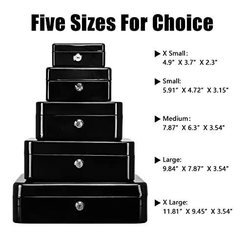 KYODOLED Cash Box with Key,Small Safe Lock Box with Portable Handle,Cash Drawer,5.91"x 4.72"x 3.15" Black Small - color: Black, size: Small