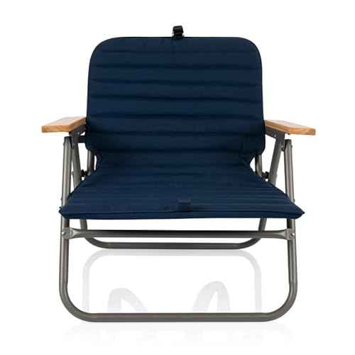 Picnic TIME Descanso Padded Beach Chair, Low Camping Chair with Removable Washable Cover, Backpack Beach Chair