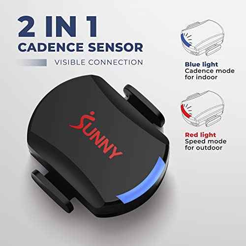 Sunny Health & Fitness 2-in-1 Advanced Cadence/RPM + Speed Sensor, Cadence Sensor Bluetooth ANT+ for Indoor/Outdoor Bikes, Magnet-Less Design for Outdoor Cycles, Exercise Bikes, and More - CB110S