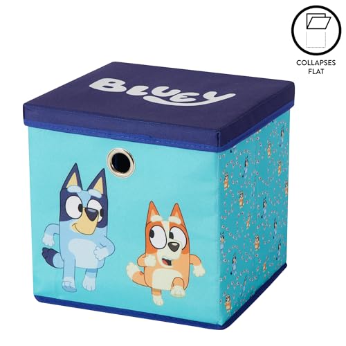 Idea Nuova Bluey Collapsible Fabric Storage Cube,10” Organizer Bin with Lid for Bedroom, Playroom, and Closet - color: Bluey