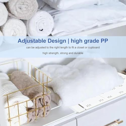 No Drilling Extendable Closet Shelf,Adjustable Metal Layered Separator Shelves DIY Divider Storage Rack for Bedroom Kitchen Wardrobe Cupboard Cabinet,1 Pack (13.8'' Wide,28.7''-49.2'' Long) - size: 28.7''-49.2'' Long