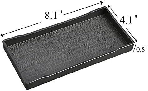 6 Packs Small Black Mini Tray (8 inch x 4 inch) for Serving Accessory, Spa, Coffee, Drinks, Wine, Tea, Bar, Party, Seasoning, Perfume or Display Use.