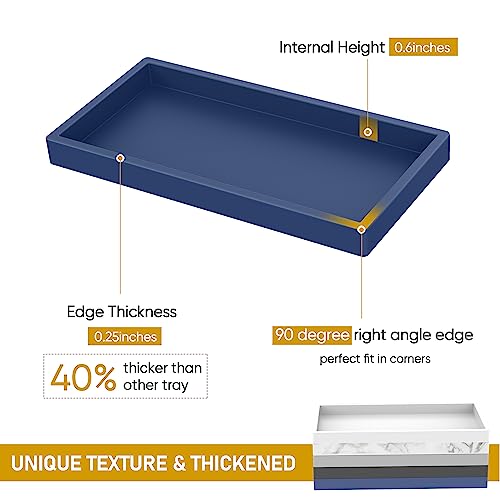 Silicone Vanity Tray - Thickened, Shatterproof, Rectangle - 7.8 * 3.9 in - For Counter, Soap Dispenser - color: Sapphire Blue, size: Small-7.8*3.9 in