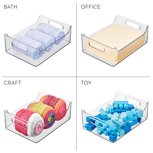iDesign Stackable Storage Bin with Handles for Pantry or Fridge, Clear, Made in USA - size: 14 x 10 x 5, style: Pack of 1