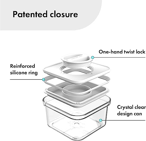 Neoflam Airtight Smart Seal Food Storage Container (Set of 3) | Crystal Clear Body | Modular, Stackable, Nestable Design | Easy to Clean, BPA Free (2.7L, Rectangular)