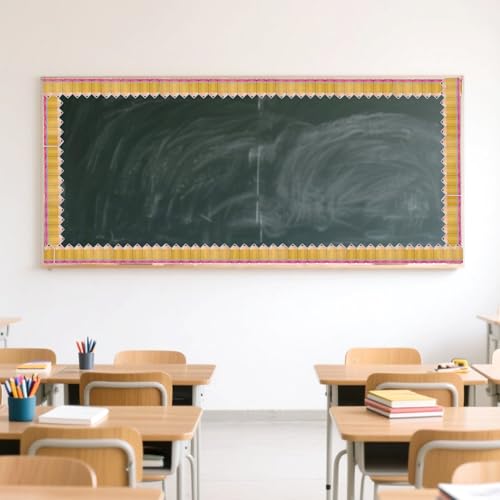 59 Ft Pencil Classroom Bulletin Border Roll, Self-Adhesive Pencil Paper Die Cut Cutouts Board Trims Back to School Bulletin Board Decor for School Office Blackboard