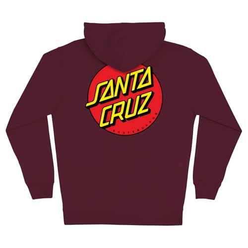 SANTA CRUZ Classic Dot Zip Hooded Heavyweight Sweatshirt Maroon Sm Mens