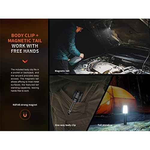 Fenix E35R 3100 Lumen USB Rechargeable LED Compact EDC Flashlight, Battery EdisonBright Accessory case Bundle
