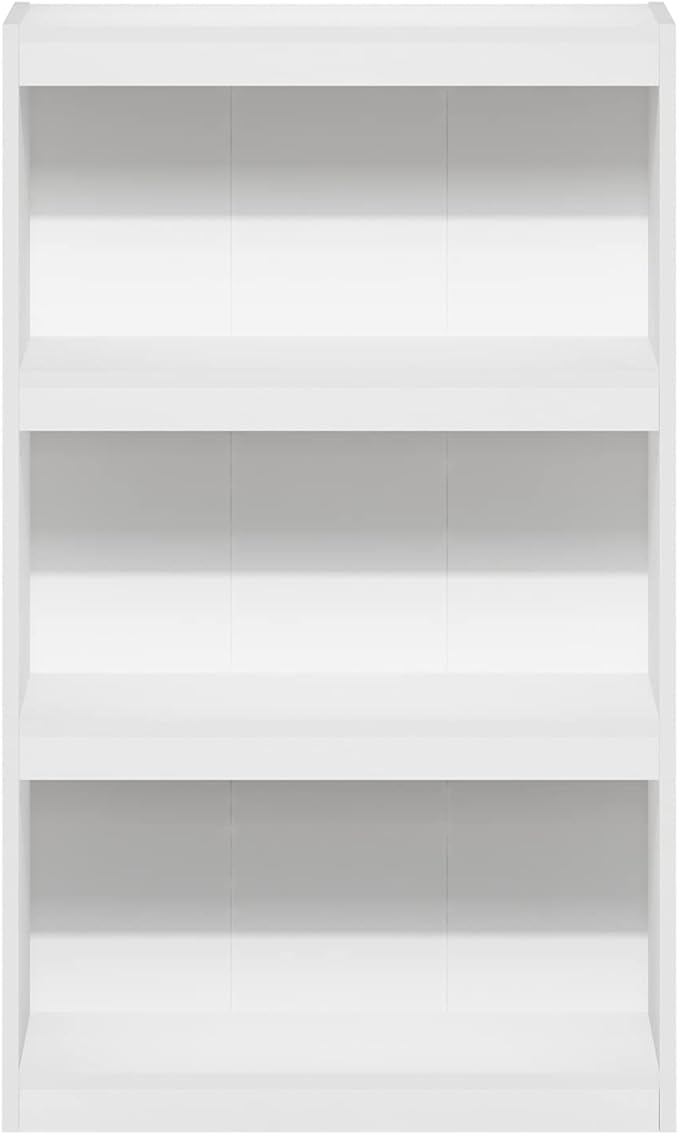 Furinno Jaya Enhanced Home Bookcase 3-Tier Adjustable Bookshelf, White