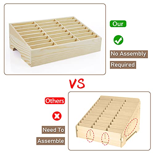 24-Grid Wooden Cell Phone Holder Desktop Organizer Storage Box for Classroom Office (24-Grid) - size: Natural 24-Grid