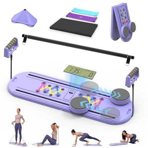 Pilates Board,7 in 1 Multifunctional Pilates Reformer Machine with Battery, Portable and Foldable Pilates Board Unisex Pilates Core Workout Equipment for Home Office Use