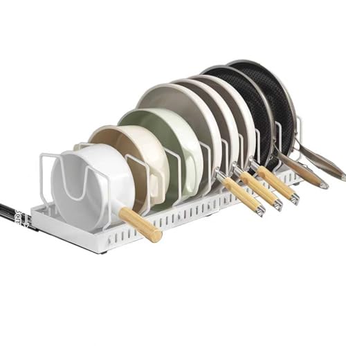 pots and pans organizer under cabinet,pot lid organizers inside cabinet holders for kitchen,Horizontal and vertical pulling modes,Can be extended and adjusted (White horizontal pull-out) - size: White horizontal pull-out