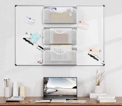 JANE EYRE Magnetic File Holder - 3PCS Paper File Mail Organizer No Drilling Magazine Paper Document Organizer for Cabinets Office Whiteboard - color: White