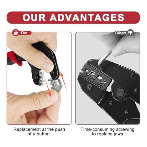 Terminal Crimping Tool and Multi-Purpose Wire Stripper Kit - Multiple jaw sizes, ratcheting design, Wire Crimper Tool - Ideal for mc4 crimping, wiring, repair electrical