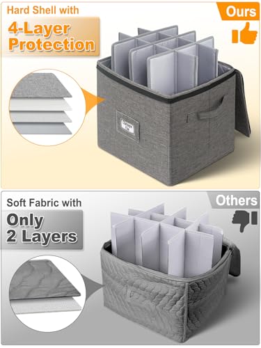 punemi Champagne Flute Storage Container, 2 Pack Wine Glass Storage Box w/Hard-Shell Top, Bottom & Sides, Dividers, Stackable Glassware Storage Container for Champagne, White Wine & Stemware - style: champagne-storage-2pcs