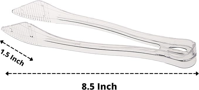 PARTY BARGAINS 8.5″ Clear Plastic Serving Tongs 6-Pack – Heavy-Duty Disposable & Reusable Kitchen Tongs for Parties BBQ Buffet Salad Appetizers Catering