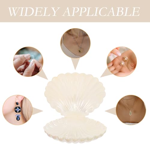 SAFIGLE Pearlescent Shell Jewelry Tray and Key Box Compact Clam Organizer for Rings Earrings Necklaces Decorative Desktop Storage for Entryway and Home