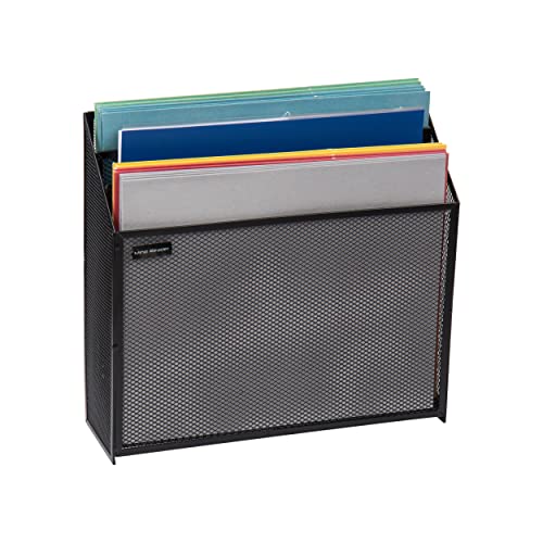 Mind Reader Vertical File Storage, Desktop Organizer, Workspace, Office, Metal Mesh, 12.5"L x 3.75"W x 11.5"H, Black - size: Single