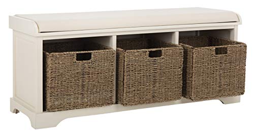 Safavieh American Homes Collection Lonan Grey and White Wicker Storage Bench - color: White