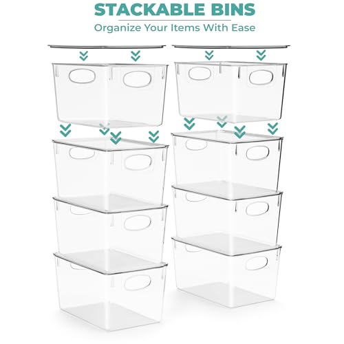Sorbus Large Clear Plastic Bins with Lids – Stackable Organizer for Toys, Clothes, Medicine, Makeup, Art Supplies, Closet, Bathroom, and Shoes (4 Pack) - size: Large, style: 4 Pack