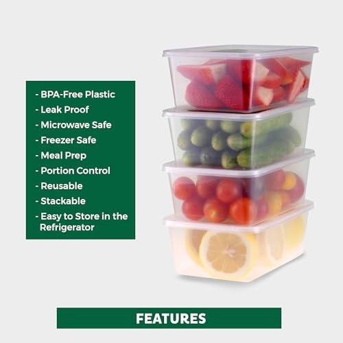 Freshware Food Storage Containers [50 Set] 34 oz Plastic Deli Containers with Lids, Slime, Soup, Meal Prep Containers, BPA Free, Stackable, Leakproof, Microwave, Dishwasher and Freezer Safe - size: 34 oz - 50-Set