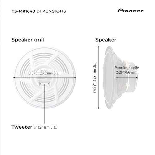 Pioneer Mobile TS-MR1640 6.5-Inch 2-Way Marine Speakers, gold, One Size