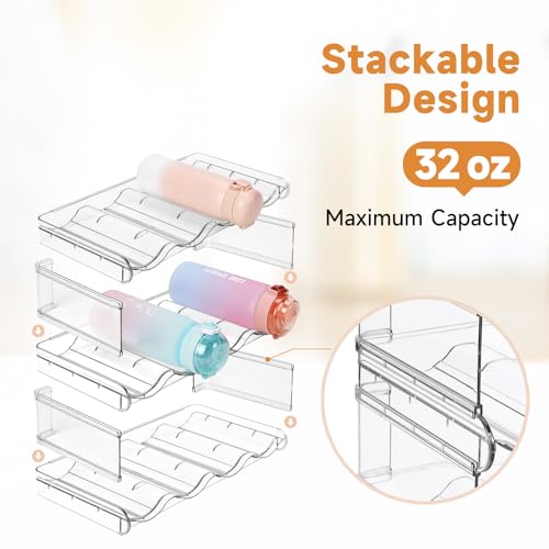 spospo Stackable Water Bottle Organizer, Large Compartment Water Bottle Holder, 3 Tier Water Bottle Organizer for Cabinet, Water Bottle Rack for Kitchen Organization and Storage - Hold 12 Bottles - size: 3 Pack