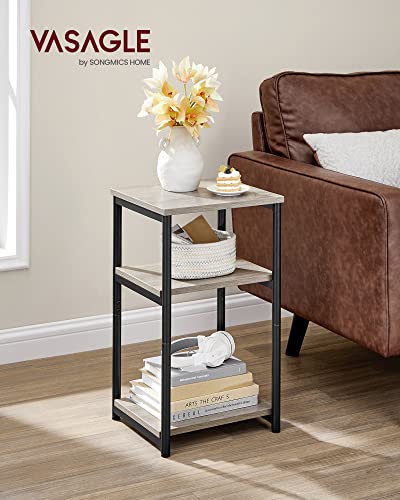 VASAGLE Side Table, Small End Table, Tall Nightstand for Living Room, Bedroom, Office, Bathroom, Greige and Classic Black ULET273B02 - color: Greige + Classic Black