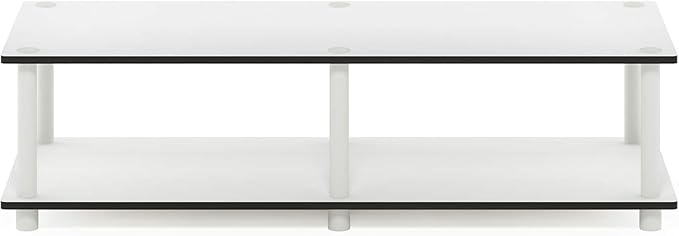 Furinno JUST TV Stand, 2-Tier Wide Entertainment Center with Open Shelf, No Tools TV Console for TV up to 46 Inch with Tubes, for Living Room, Bedroom, Plain White