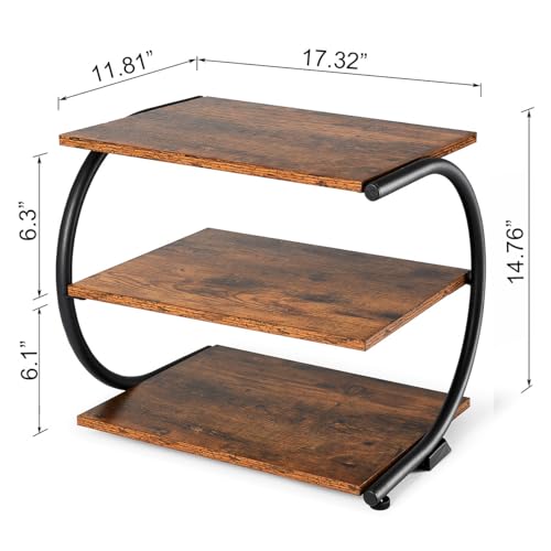 C-Shaped 3-Tier Shoe Rack with Metal Frame & Adjustable Feet - Compact Organizer for Entryway, Closet, Hallway (Holds 11 lbs/Shelf) - size: 17.32" X 11.81" X14.76"