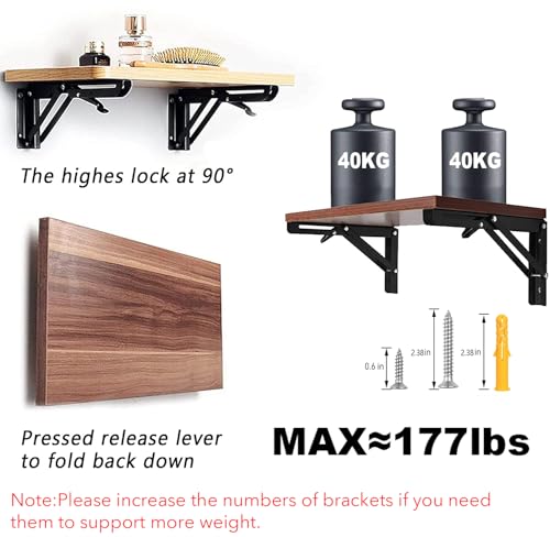 Folding Shelf Brackets - 20 Inch 2 Pcs Heavy Duty Metal Collapsible Shelf Bracket, DIY Wall Mounted Shelf Bracket, Space Saving for Bench Table - size: 20 Inch- 2 Packs