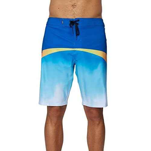 O'NEILL Men's 20 Inch Tropical Print Boardshorts - Quick Dry Swim Trunks for Men with Fabric and Pockets,Blue,34