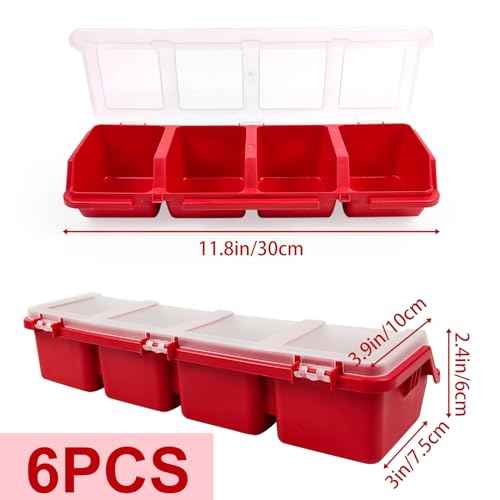 6 Pcs Screw Organizers Storage Bins with Lids, Plastic Stackable Hardware Organizer Box for Garage Nails/Craft Tool Organizing, Tool Cart Cabinet Workbench Drawers with Compartment Bolt Organizer