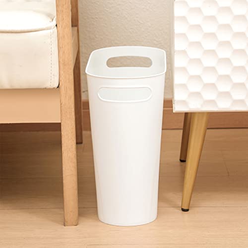 rejomiik Small Trash Can, 3.5 Gallon Slim Garbage Can Plastic Waste Basket with Handles Container Bin for Narrow Spaces Bathroom, Bedroom, Kitchen, Office at Home, White - color: White, size: 1 pack