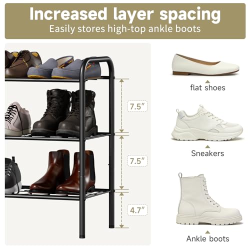 Shoe Rack,Long Shoe Organizer for Closet,Wide Shoe Storage for Entryway, 3 Tier Sturdy Metal Free Standing Shoe Shelf - size: 3-tier-long
