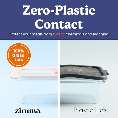 Ziruma Non-Toxic 4 Pack - Glass Food Storage Containers With Lids – Plastic Free, Airtight Meal Prep Containers, Multi-Size (12, 21, 35, 50 Oz), Microwave & Freezer Safe - size: Multi-Size