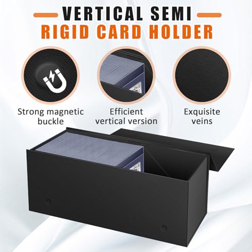 2 Pack Semi Rigid Card Holder, Magnetic and Semi Rigid Card Storage Box, Black