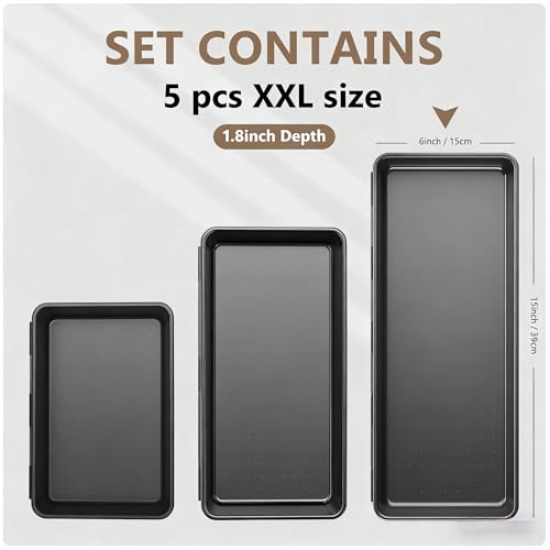 A-LuGei【XX-Large Size【5 Pcs】 Tool Box Organizer Tray Divider【Single Size】 Black Plastic Desk Drawer Organizer Garage Organization for Wrench Plier Hammer Bit Socket Extension Screwdriver Bolt Hex key - size: 5pcs-XXL Size