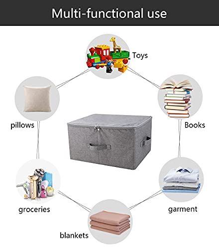 iwill CREATE PRO Pack of 3, 17.7 * 13.8 * 9.8" Stackable Folding Storage Baskets with Lid & Carry Handles & Memo Pocket, Good Wardrobe Separator Bins, Dark Gray - color: Dark Gray, 3pcs