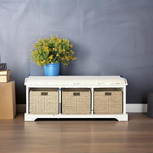 Safavieh American Homes Collection Lonan Grey and White Wicker Storage Bench - color: White