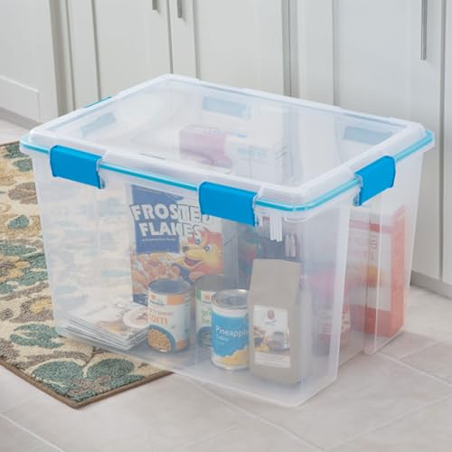 Sterilite 12-Pack Gasket Box, Weather-Resistant Storage Bins with Latching Lids, 80 Quart - Heavy-Duty Organizing Containers for Closet, Bathroom, and Office - size: 80 Quart, style: 12 Pack