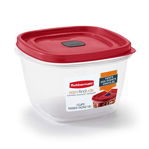 Rubbermaid Easy Find Vented Lid Food Storage Containers 7-Cup Red - color: Red, size: 7 Cup