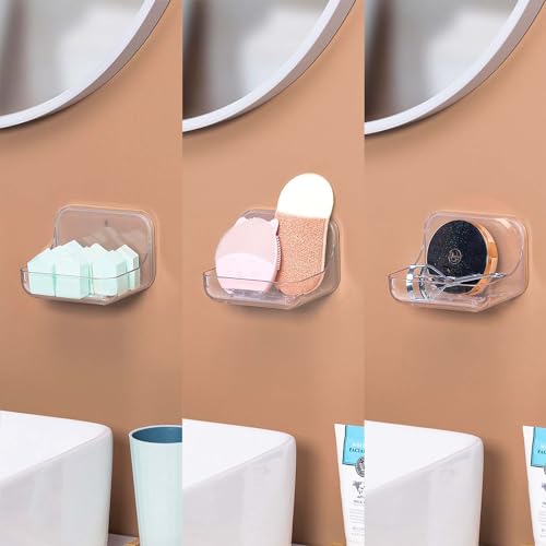 Adhesive Soap Dish for Shower Wall – Removable Acrylic Soap Holder with Drain Holes, Compact for RV Bathroom, Kitchen Sink, or Shower – No Drilling – Sandra Series - size: Soap Dish
