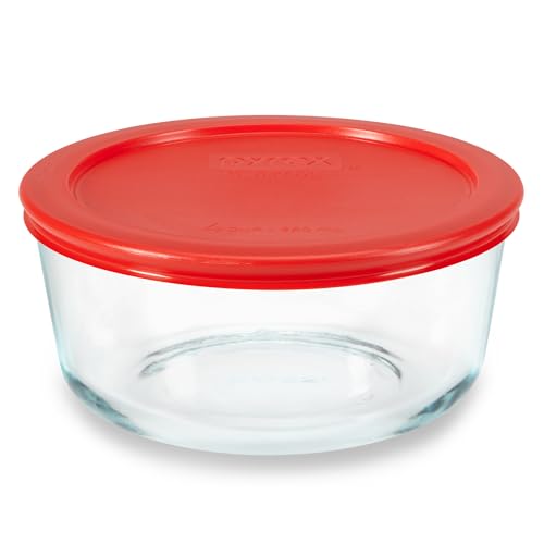 Pyrex Simply Store Glass Food Storage Container, Snug Fit Non-Toxic Plastic BPA-Free Lids, Freezer Dishwasher Microwave Safe, 4 Cup - size: 4 Cup