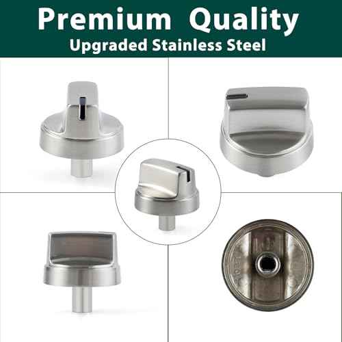 WB03X29315 KIP 5U06 191D9233 Stove Knobs Cooktop Replacement Parts for GE Cooktop Knob Stainless Steel 30 Inch JGP5030SLSS Gas Range Oven Knobs Stove Top Control Knob Surface Burner Knobs 5 Pcs