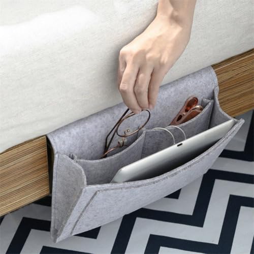 1PC Felt Hanging Storage Organizer Bag 6-Pocket Wall Mounted Holder for Remote Control Phone Tissue Bedside Sofa Caddy, Grey - color: Grey