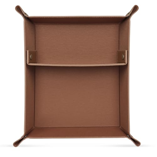 Londo Leather Tray Organizer - Practical Lightweight Water Resistant Computer Table Desk Storage Box for Wallets, Watches, Keys, Coins, Cell Phones and Office Equipment - color: Light Brown