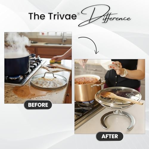 Trivae Pot Lid Holder – 4-in-1 Pot Lid Holder While Cooking, Pan Lid Holder, Trivet & Cake Stand – Versatile Kitchen Tool for Hot Pots, Serving & Display – Space-Saving, Heat-Resistant Stand - color: Classic Black